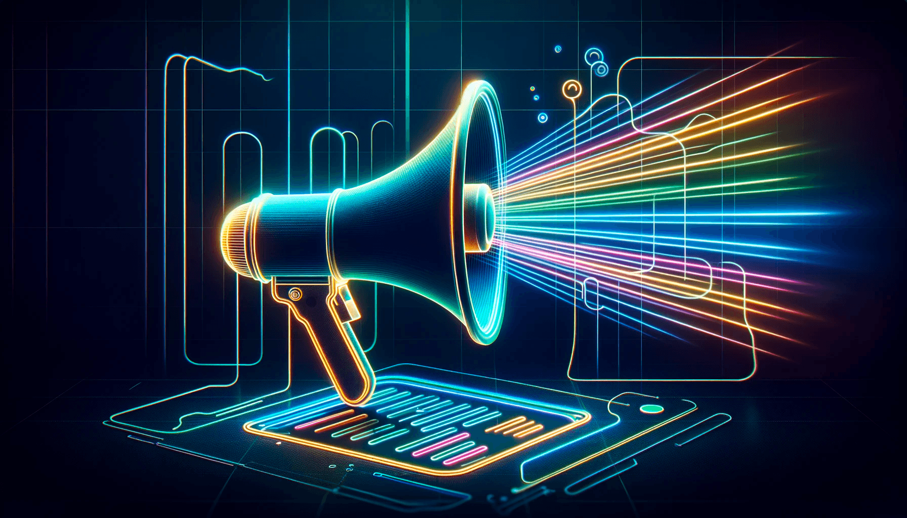 close-up image of the megaphone, designed in a minimalistic style