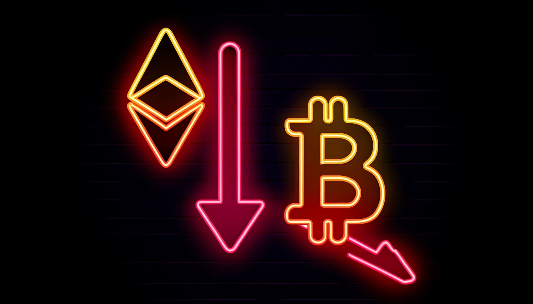 depiction of Bitcoin and Ethereum dropping