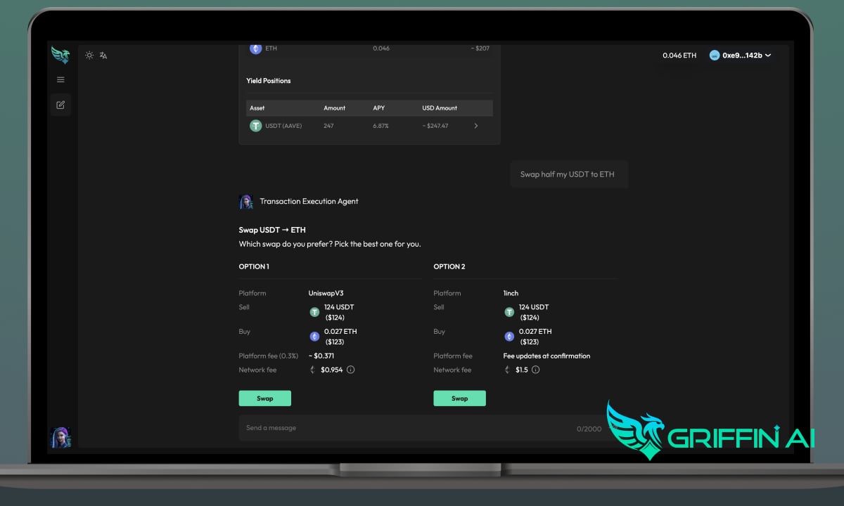 Griffin AI Launches TEA Turbo, Turning Prompts to DeFi Transactions with 1inch and Uniswap Liquidity
