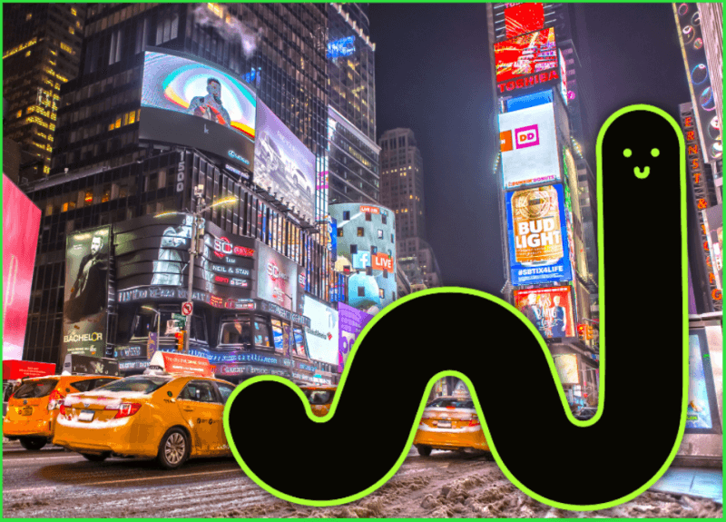 The Worm Wriggles Through Times Square Dispensing NFT Blessings (and Tokens)
