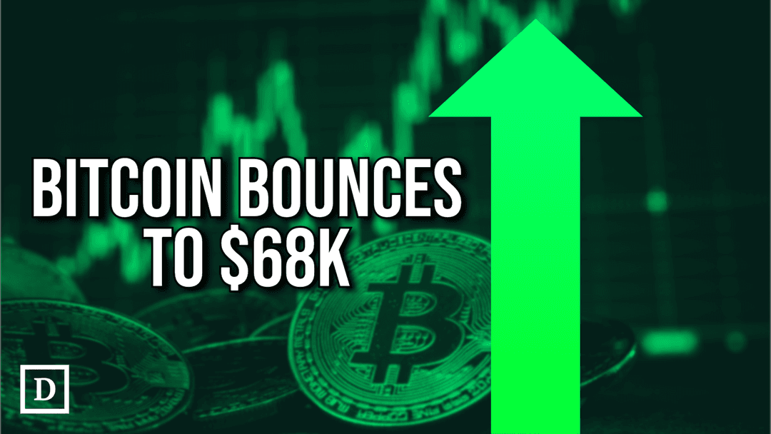 bitcoins with green arrow