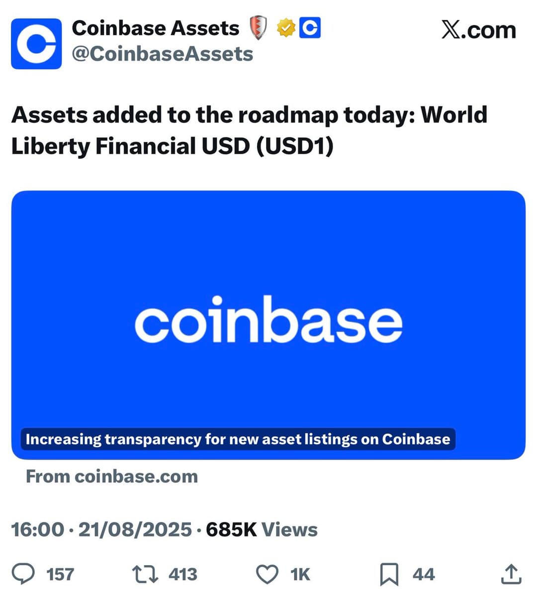 Coinbase Adds Trump-Linked USD1 Stablecoin to Listing Roadmap
