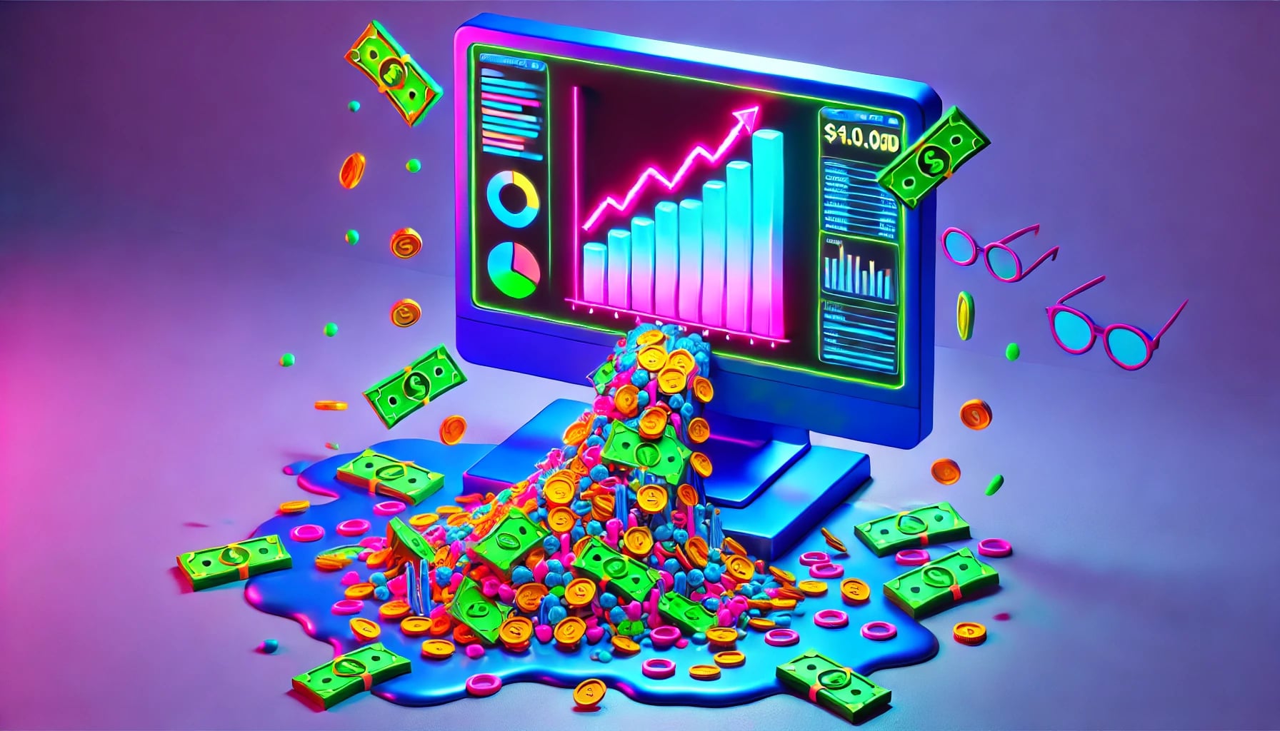 money flowing out of a monitor