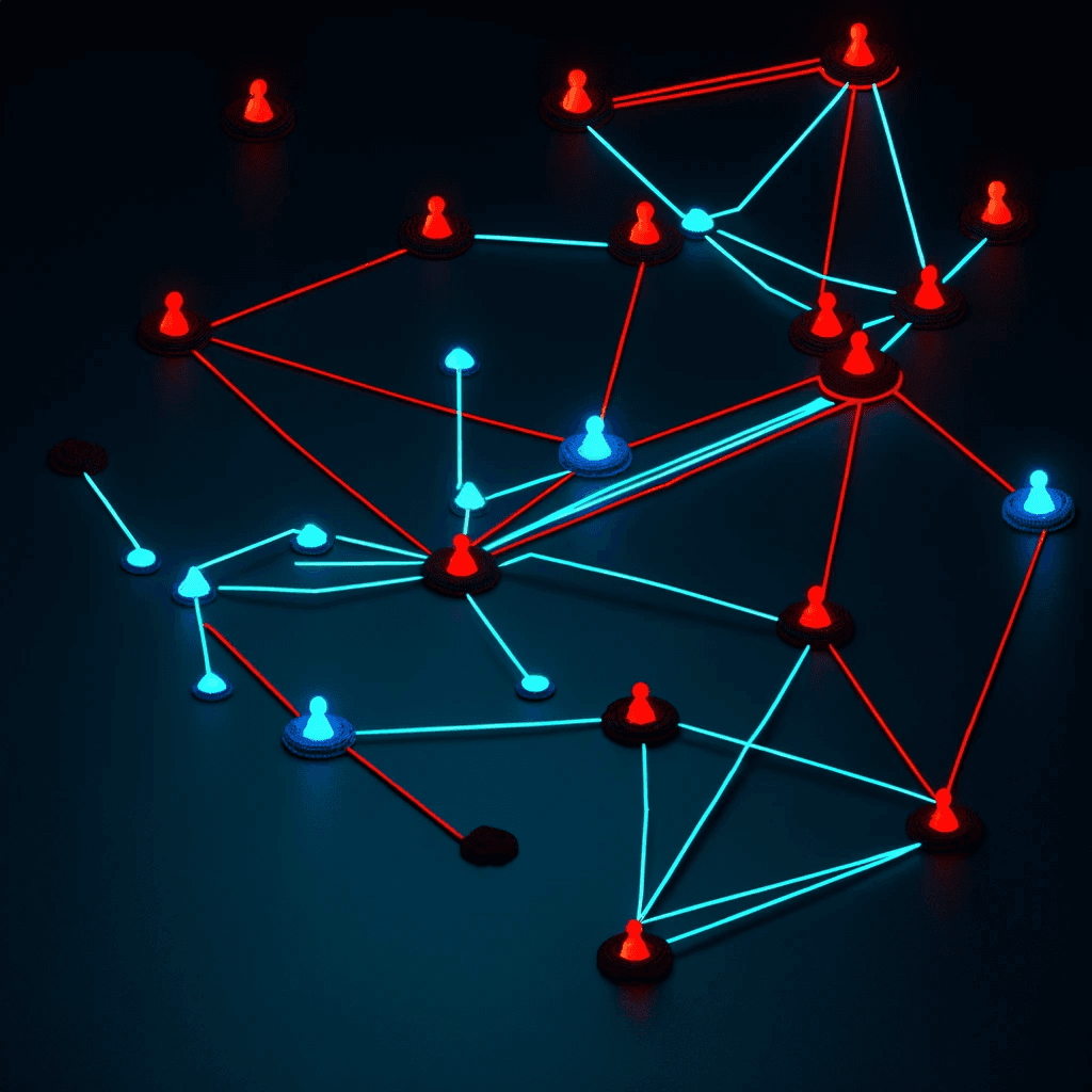 minimalistic depictions of a Sybil attack in a network