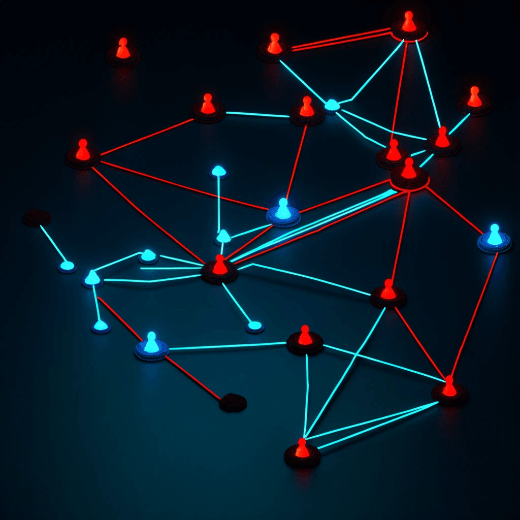 minimalistic depictions of a Sybil attack in a network