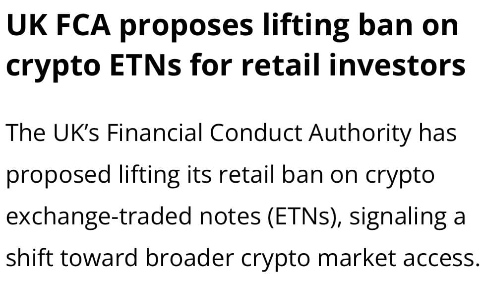 UK FCA Proposes Lifting 2021 Ban on Retail Crypto ETNs; Consultation Open Through July 31