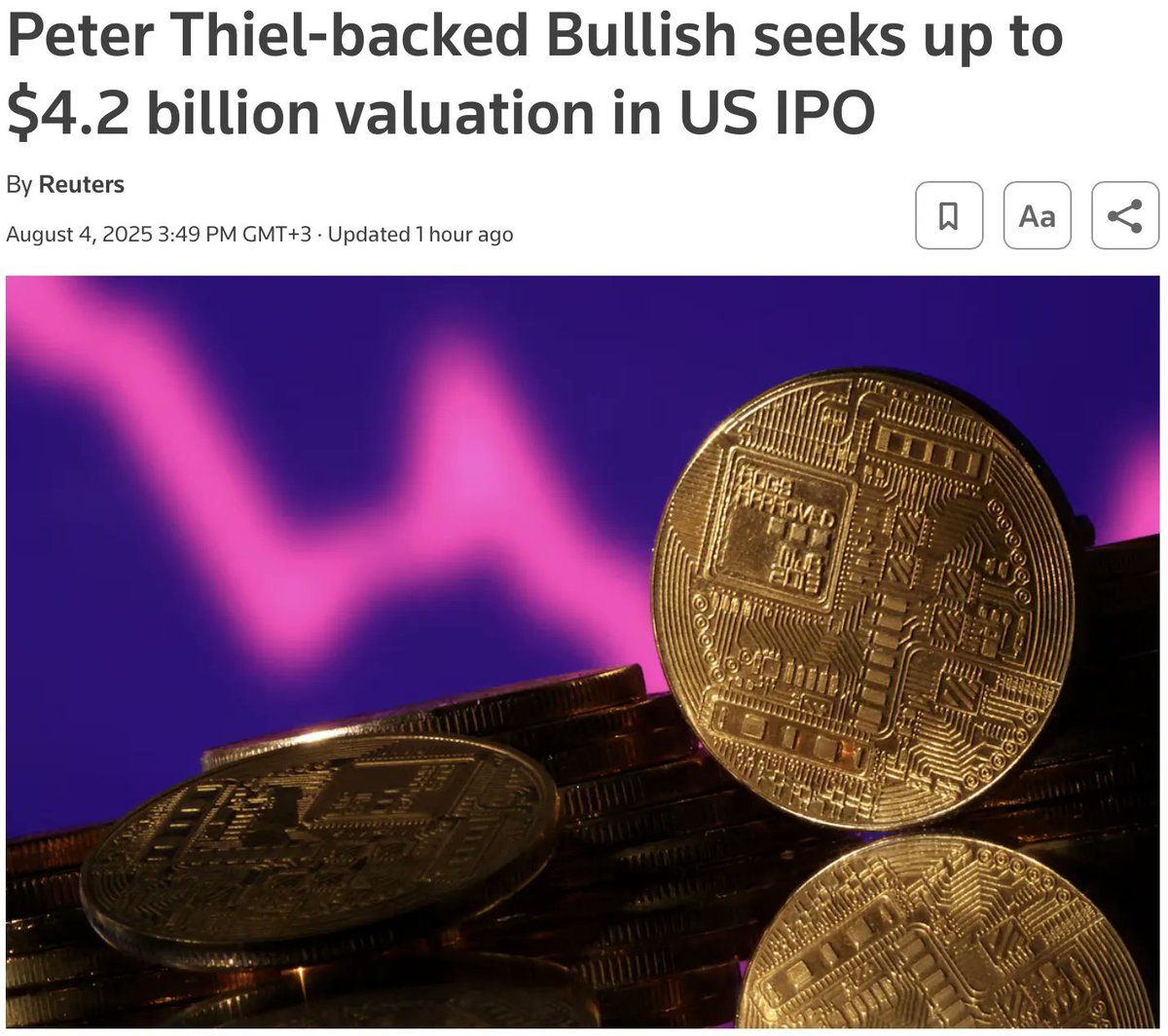 Thiel-Backed Bullish Seeks $4.2 Billion Valuation in NYSE IPO