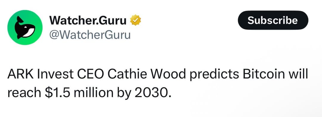 Cathie Wood Predicts Bitcoin $1.5 Million and Tesla $2,600 by 2030