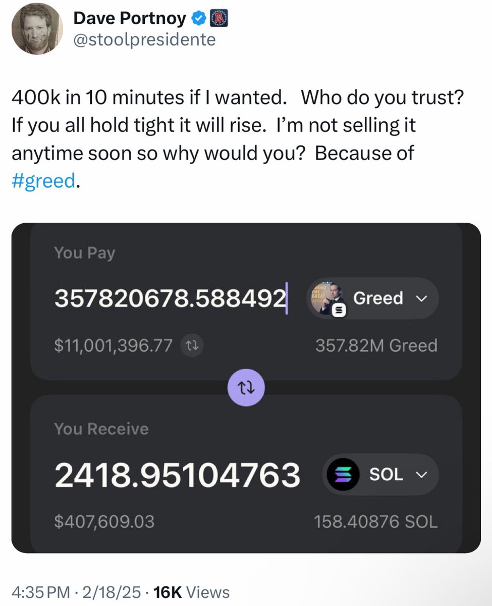 Dave Portnoy's GREED Token Soars to $30M, Plummets 90% After He Sells Within an Hour