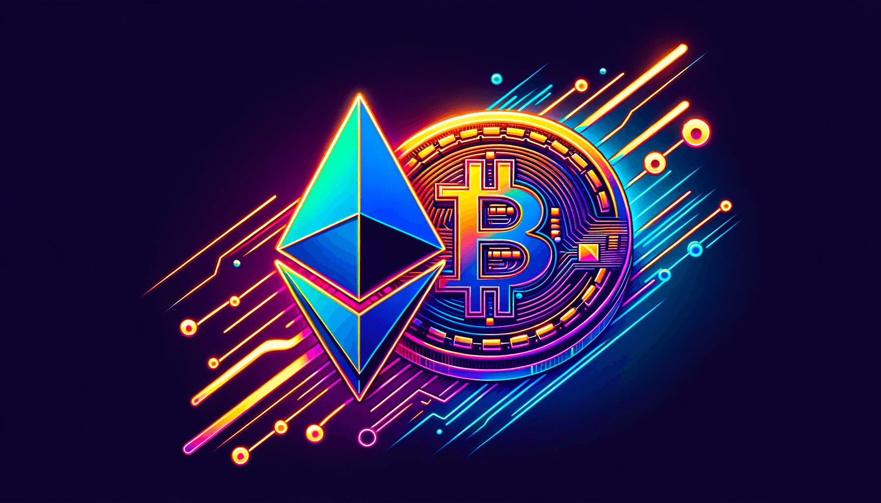 Clashing Bitcoin and Ethereum logos.
