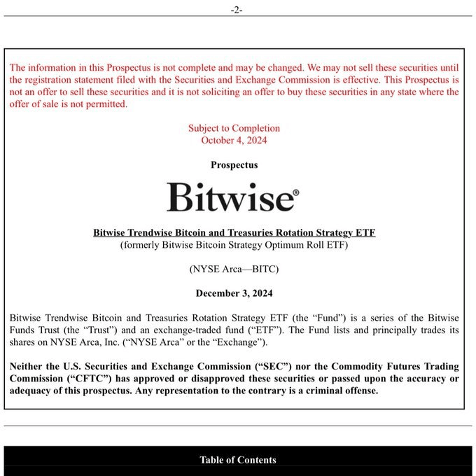Bitwise Files for Bitcoin and U.S. Treasuries Rotation ETF, Ticker BITC