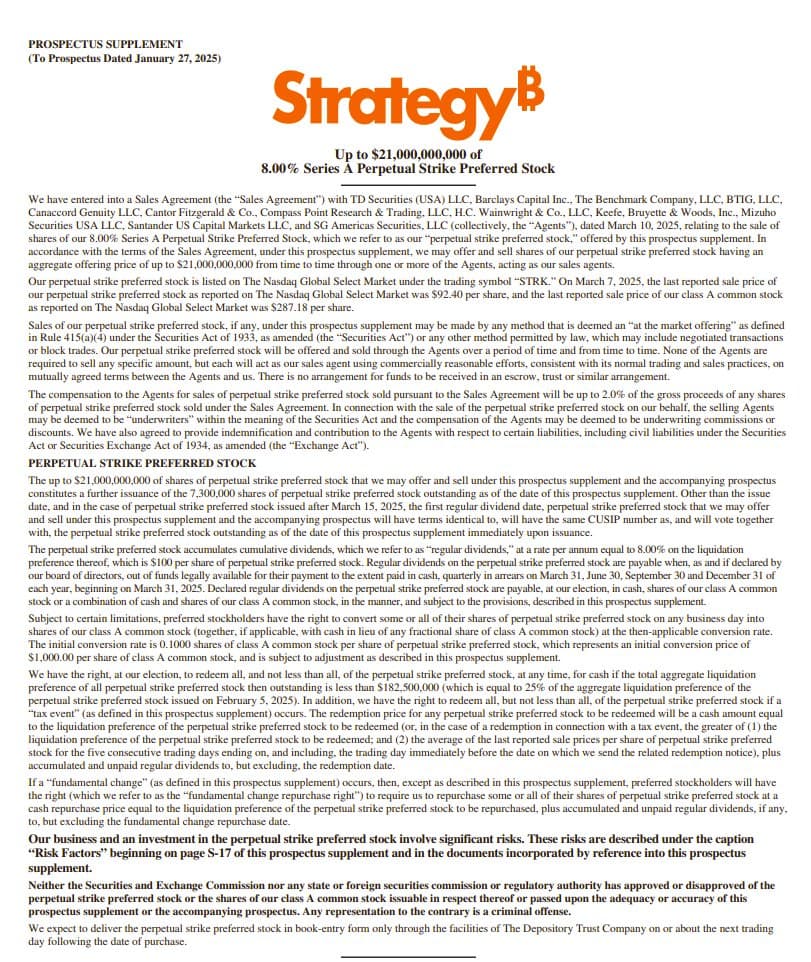 Michael Saylor's Strategy ($MSTR) to Raise $2.1 Billion via STRF Preferred Stock for Bitcoin