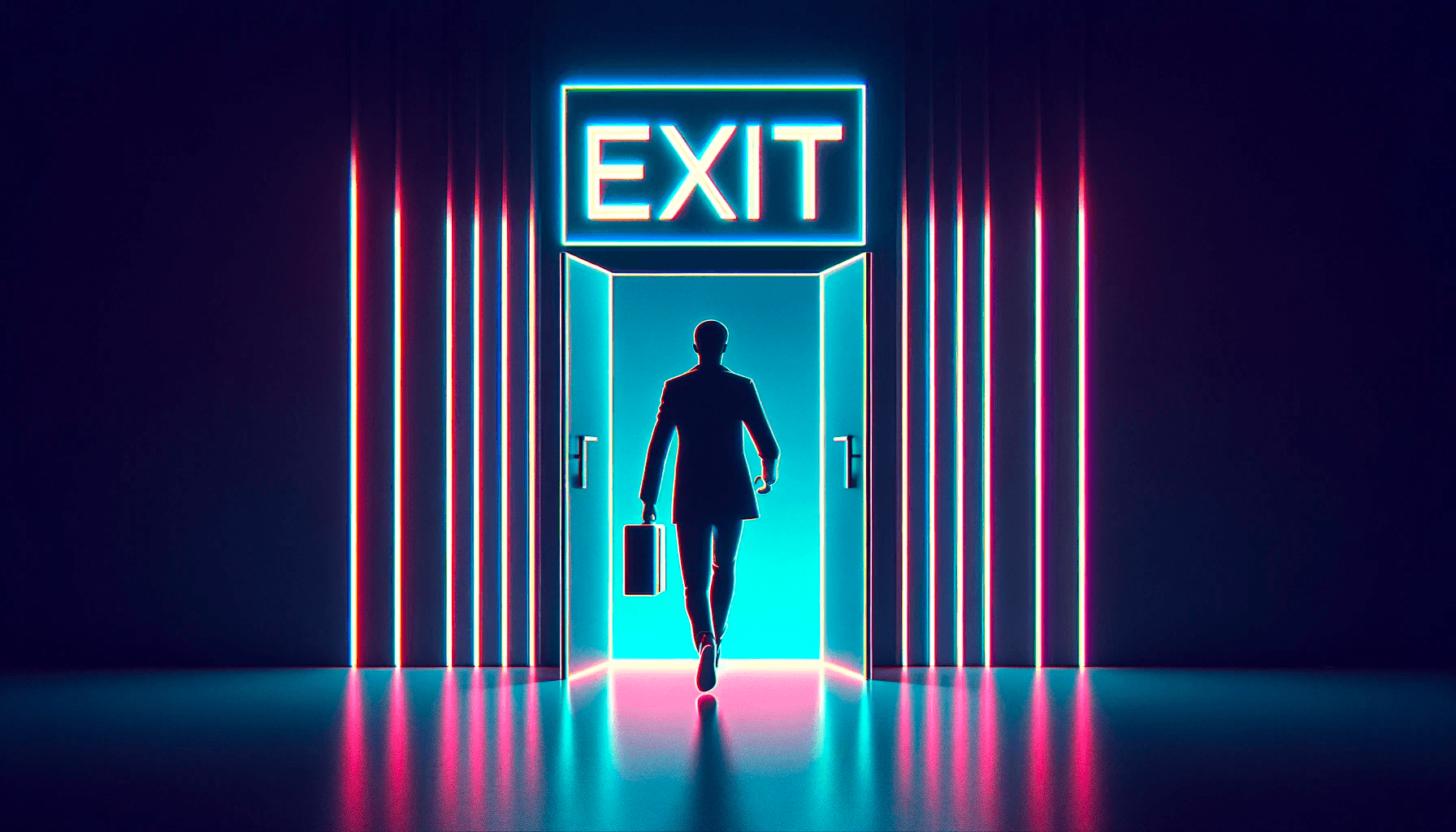 image of someone walking out the door