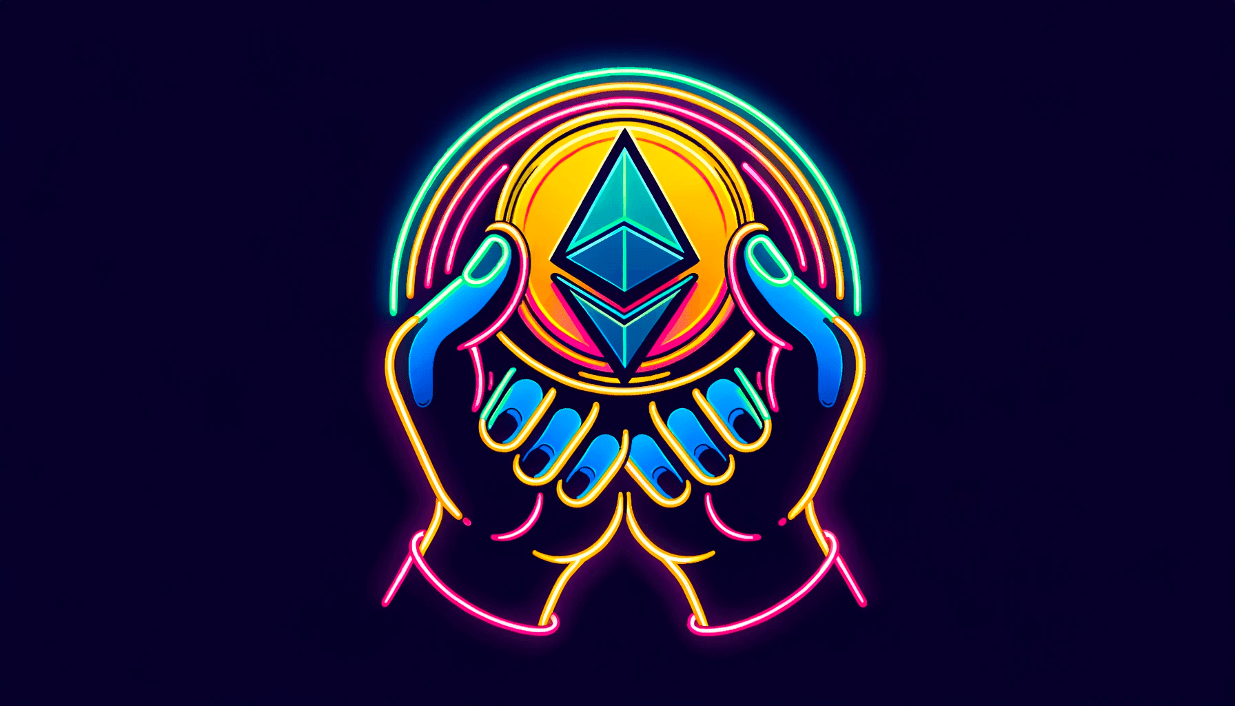 Hands holding ETH