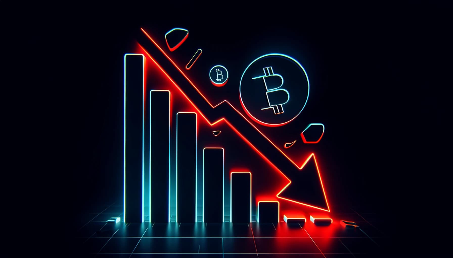 downward arrows and diminishing bar graphs