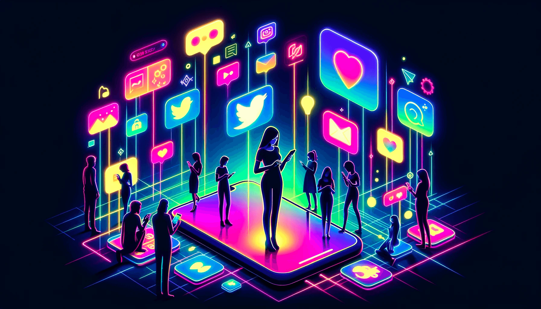 image depicting users interacting with social media apps