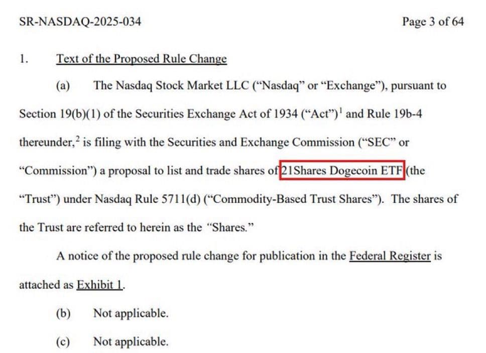 21Shares US LLC Files for Spot Dogecoin ETF on Nasdaq, Joins Queue of 73 Crypto ETFs