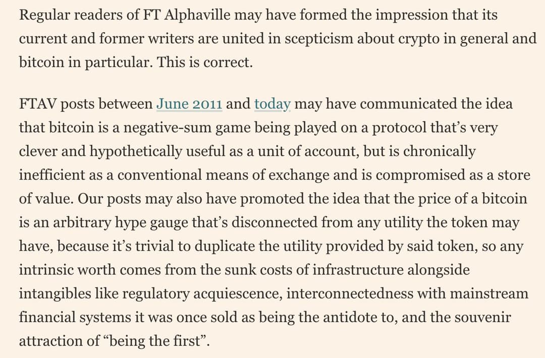 Financial Times Issues Reluctant Apology for 14 Years of Bitcoin Skepticism