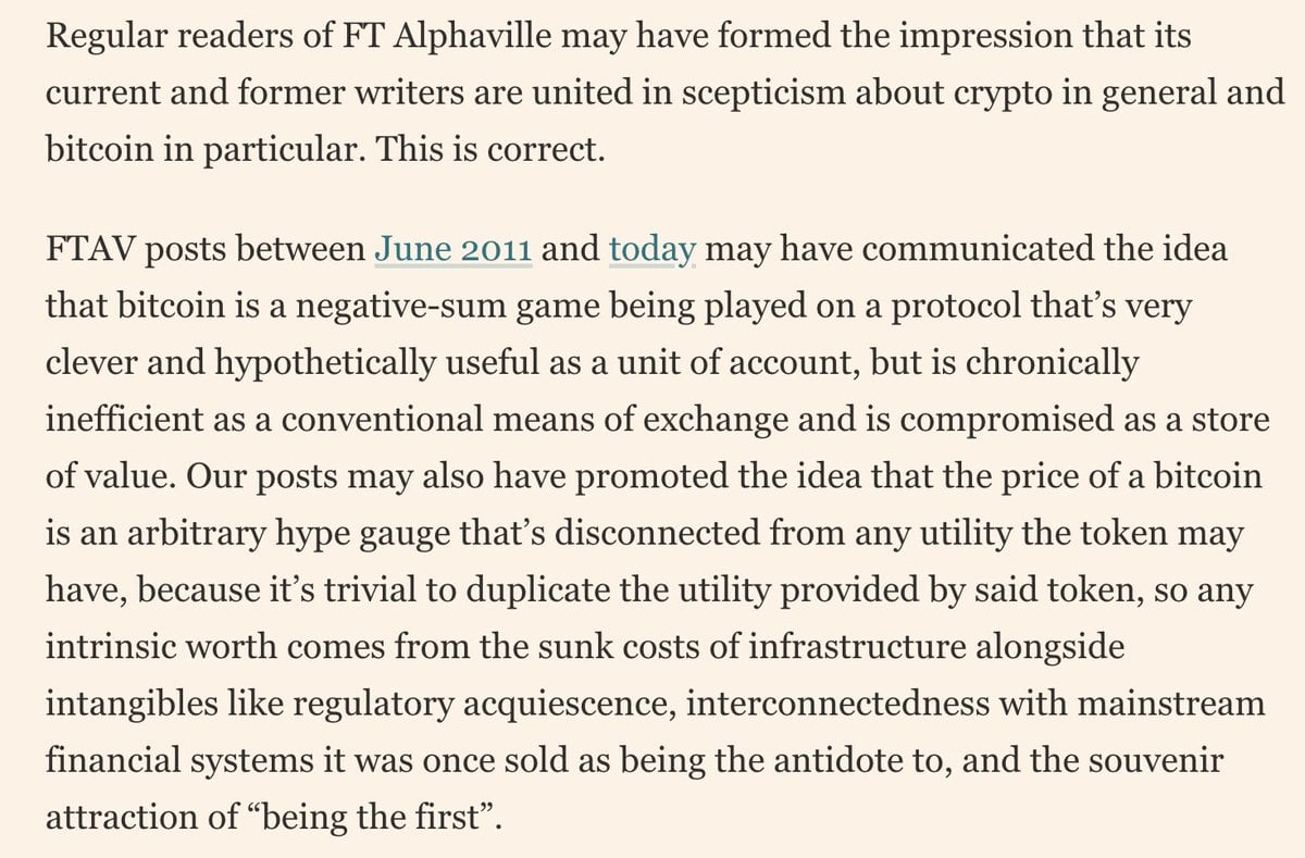 Financial Times Issues Reluctant Apology for 14 Years of Bitcoin Skepticism