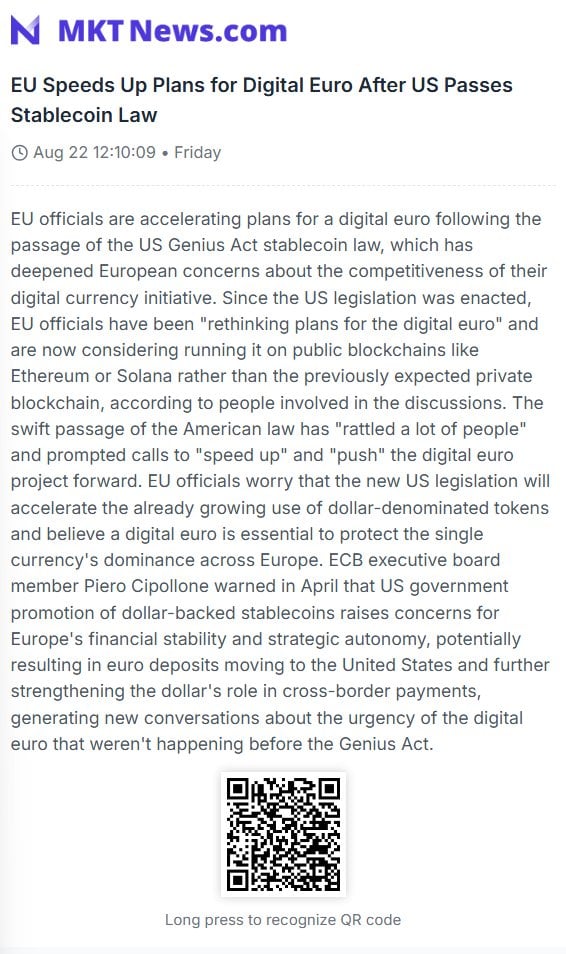 EU Weighs Ethereum or Solana as It Fast-Tracks Digital Euro