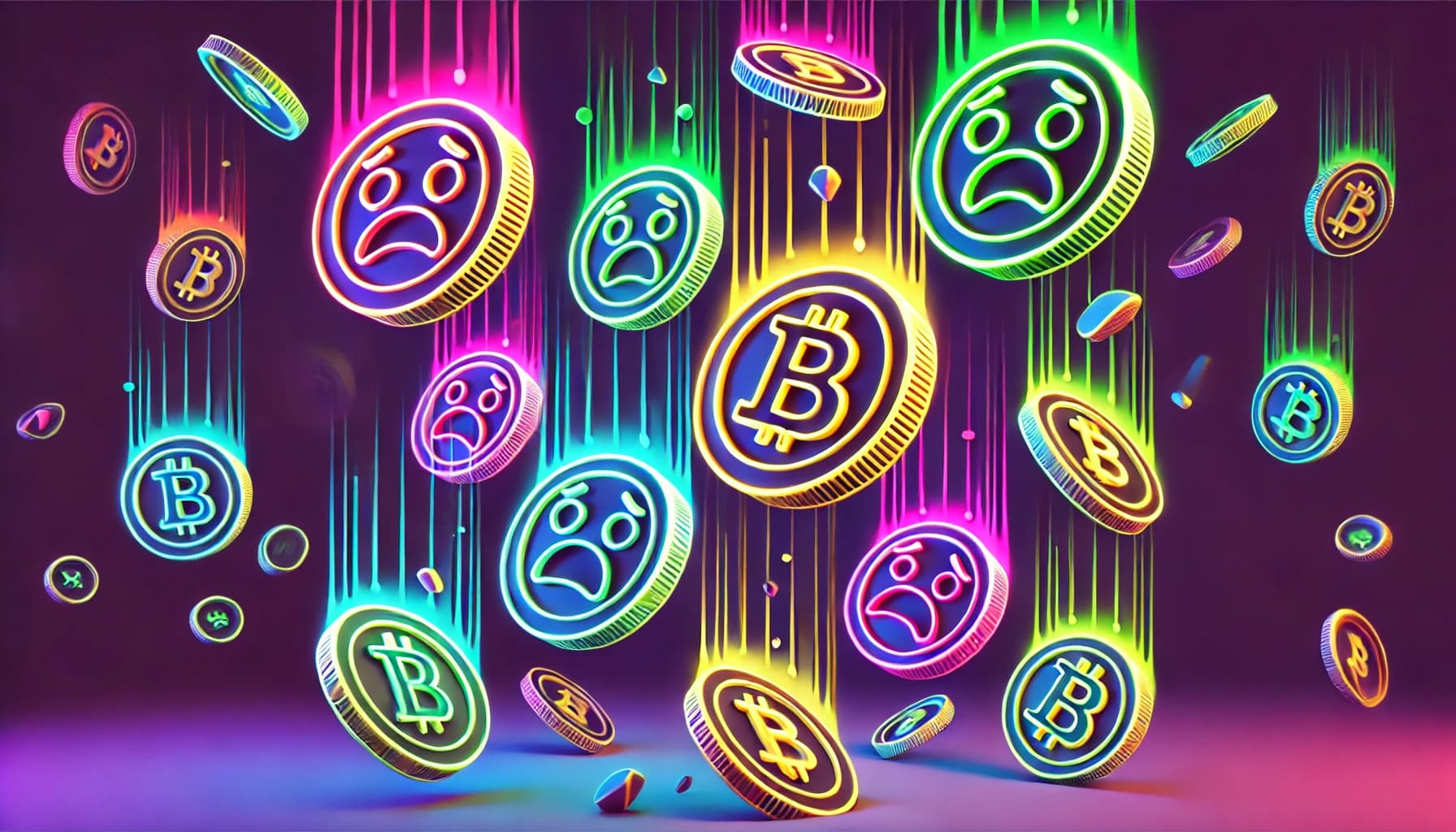 coins with sad faces falling