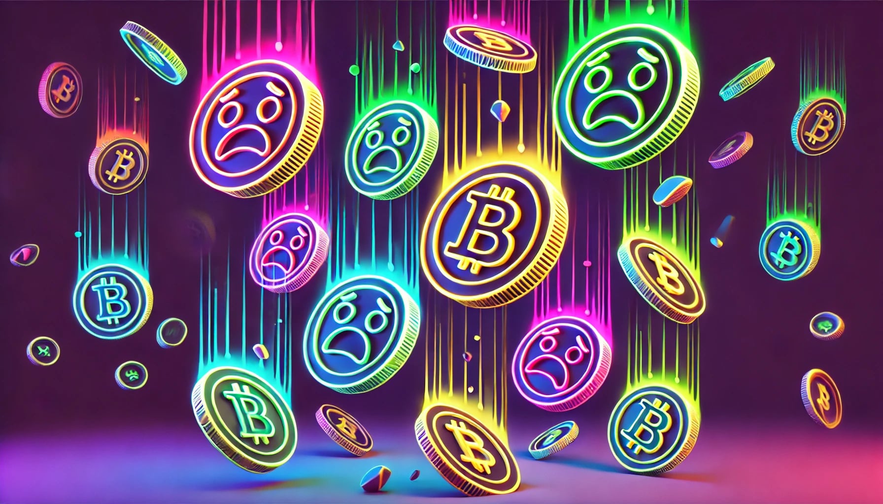 coins with sad faces falling