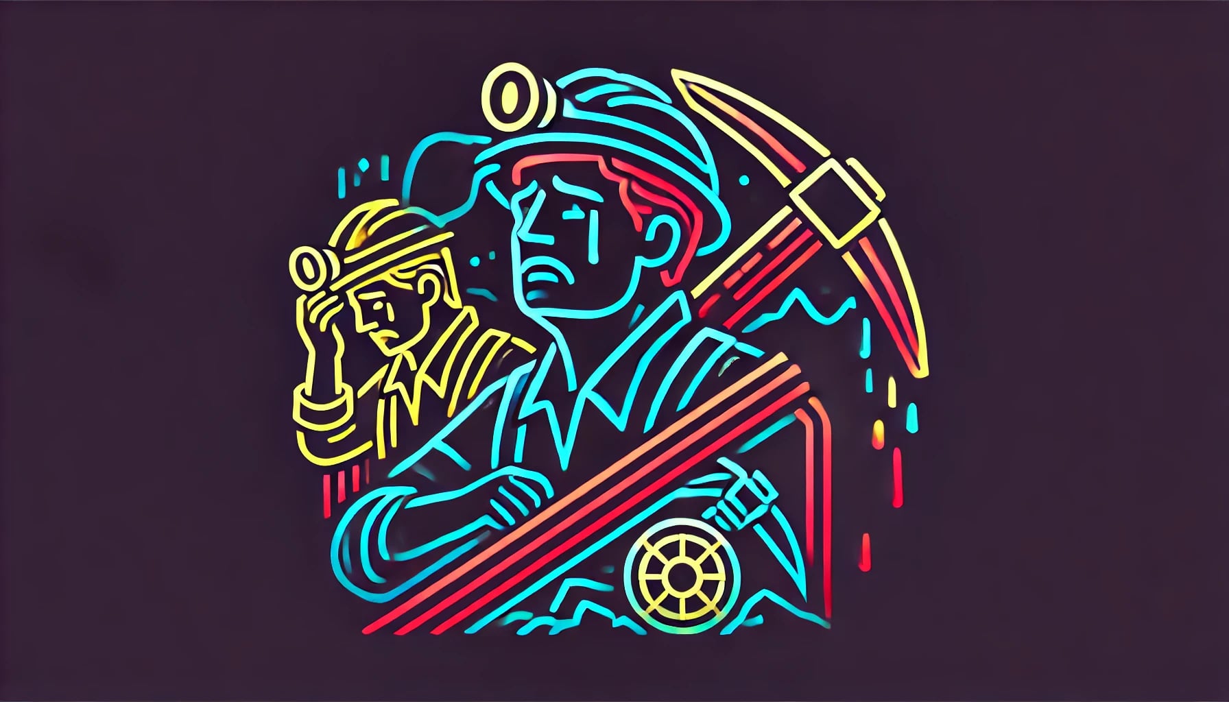 miners with worried expressions and broken mining equipment