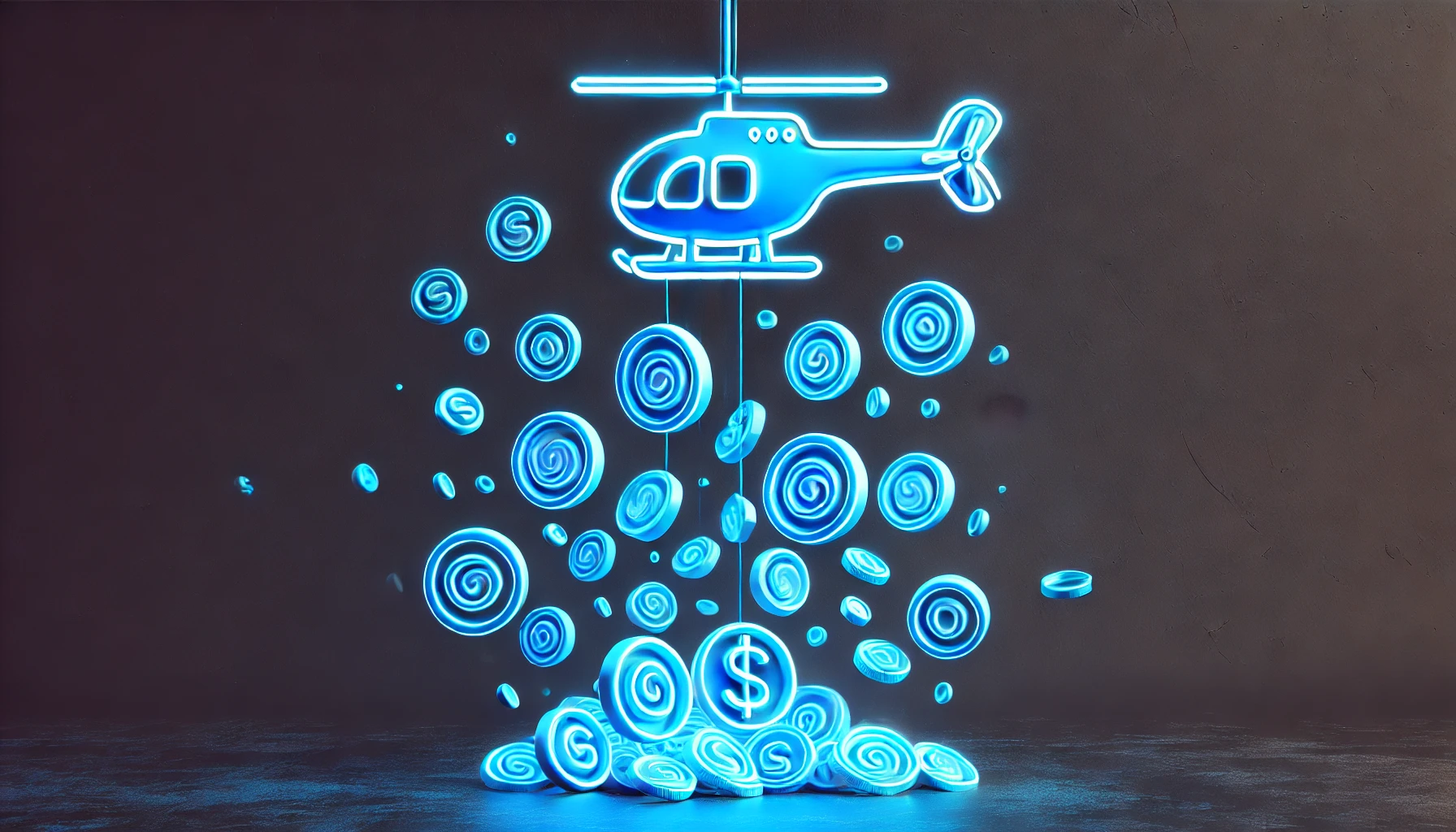 helicopter dropping coins