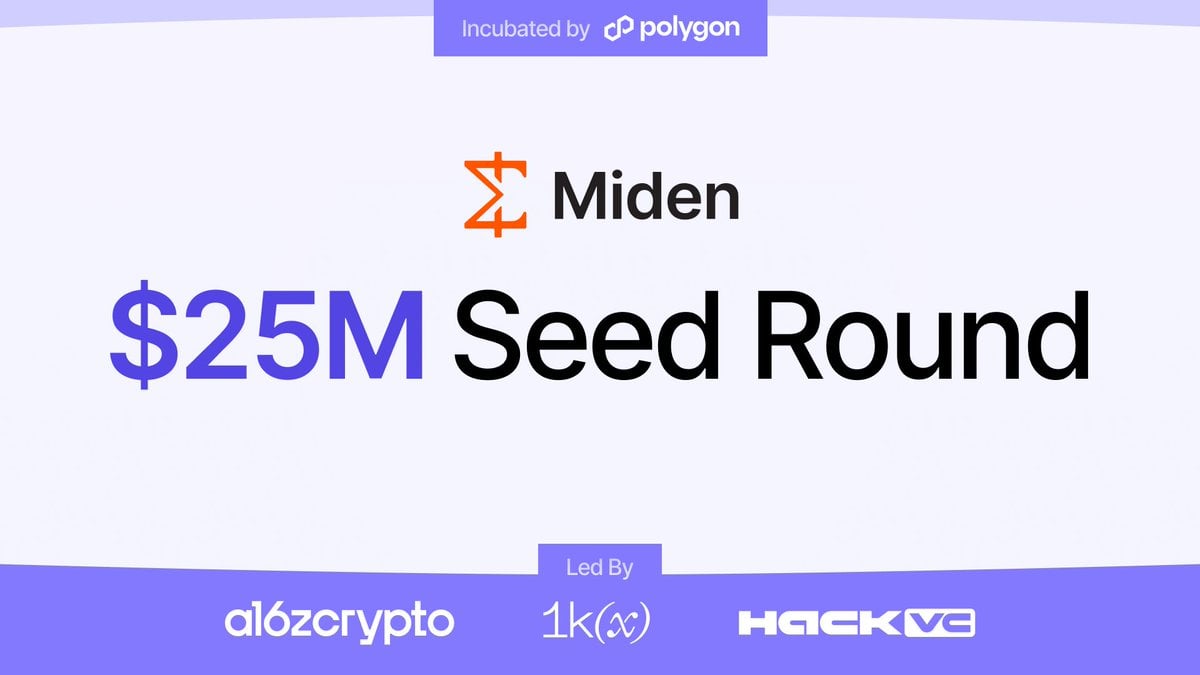 Miden Secures $25M Seed Funding Led by a16z, Hack VC, and 1kx for ZK-Rollup on Ethereum