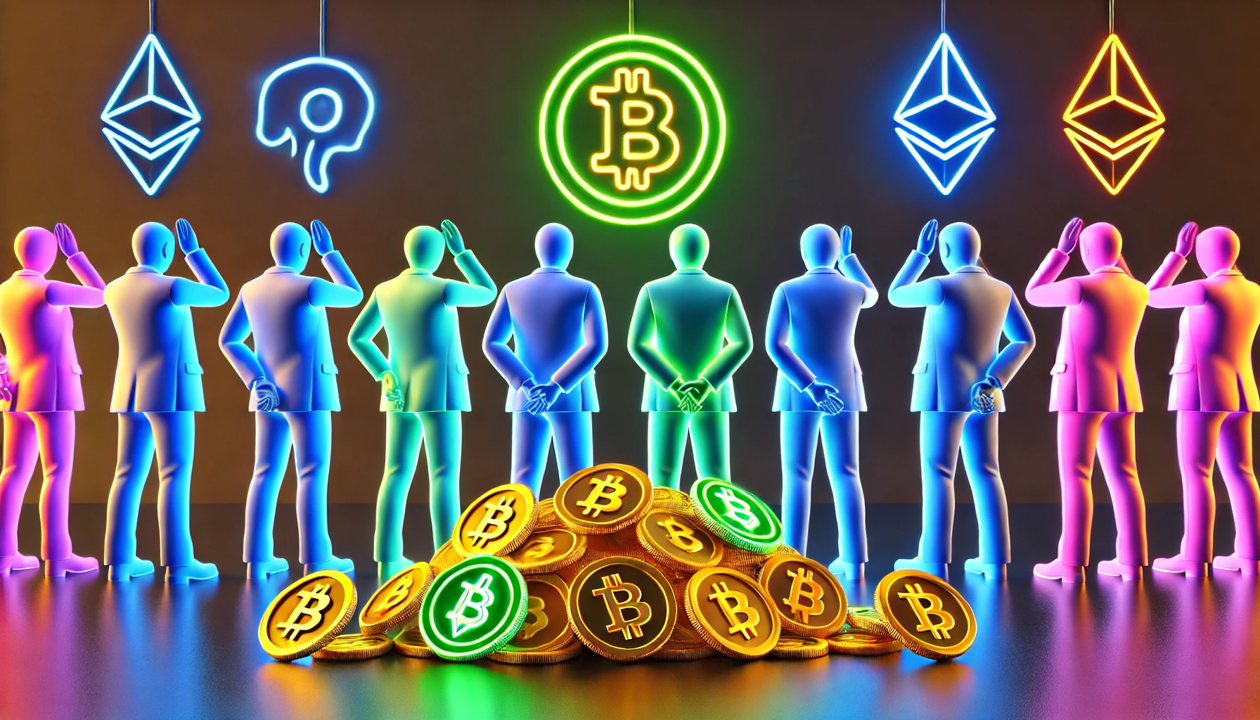 people with their backs to crypto