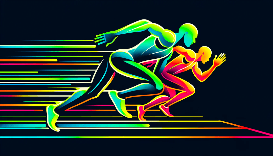 Two runners in a close race.