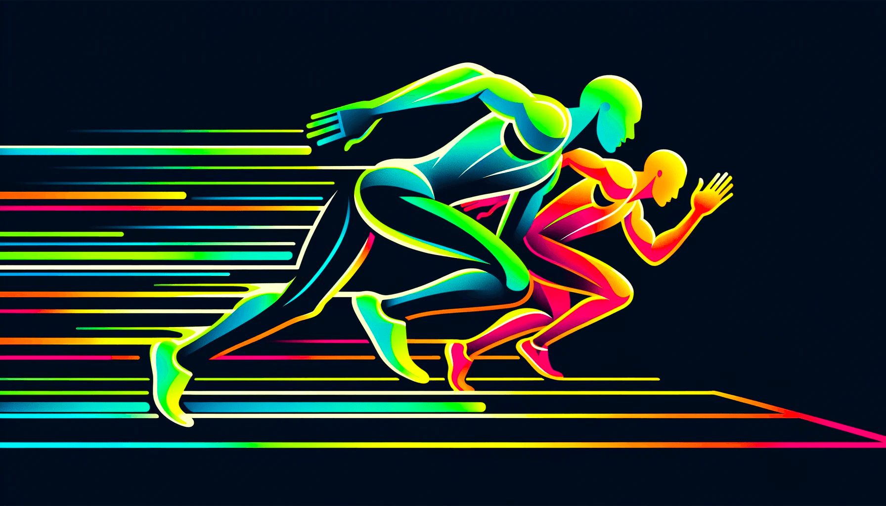 Two runners in a close race.