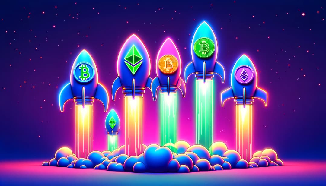 rockets with crypto symbols
