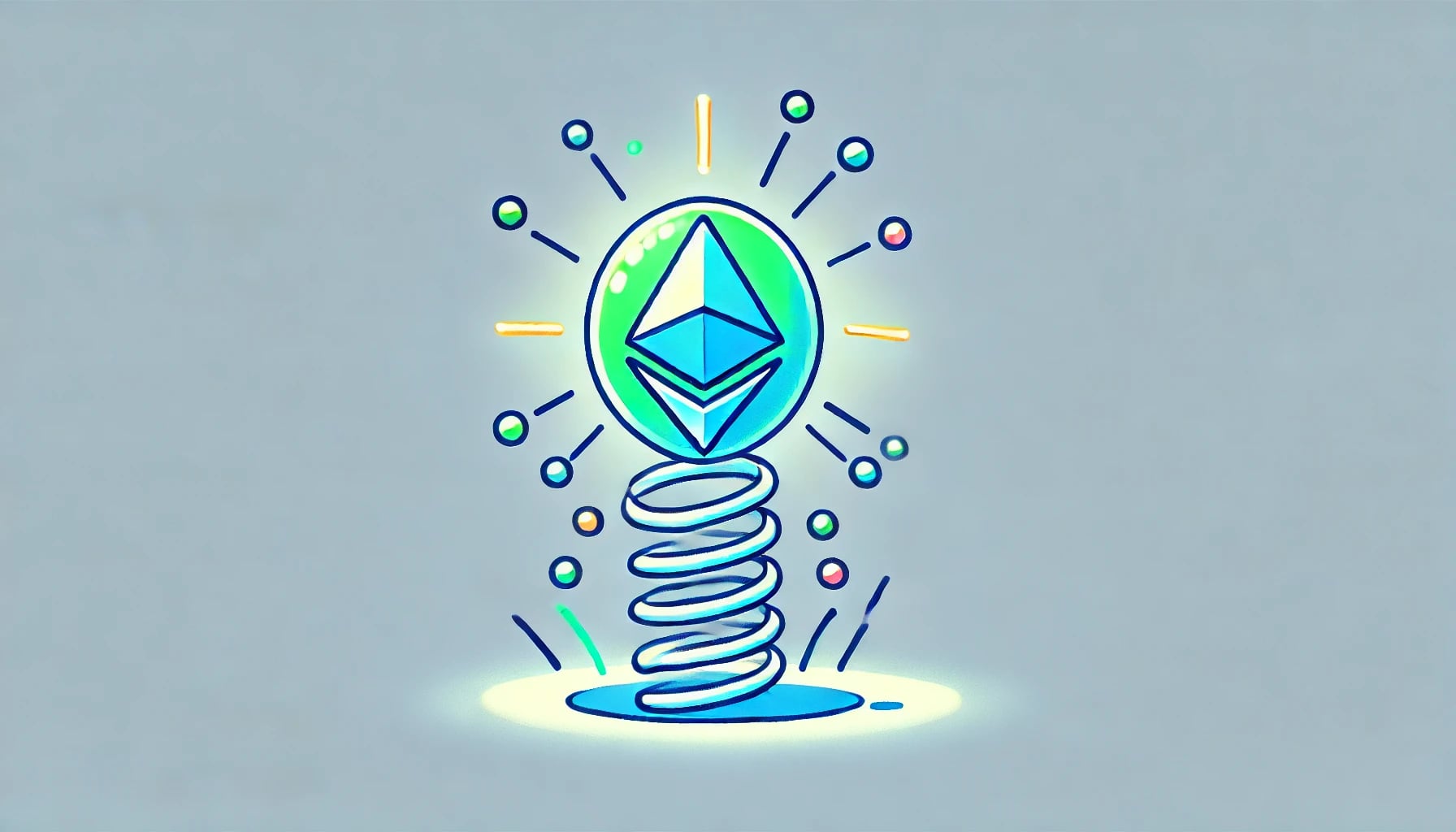 representation of Ethereum bouncing back with a spring and eth logo