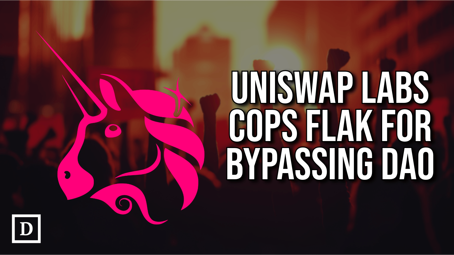 uniswap logo with angry mob
