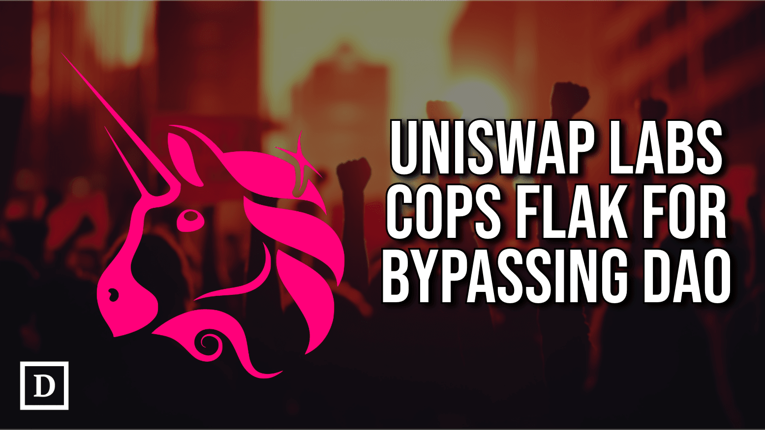 uniswap logo with angry mob