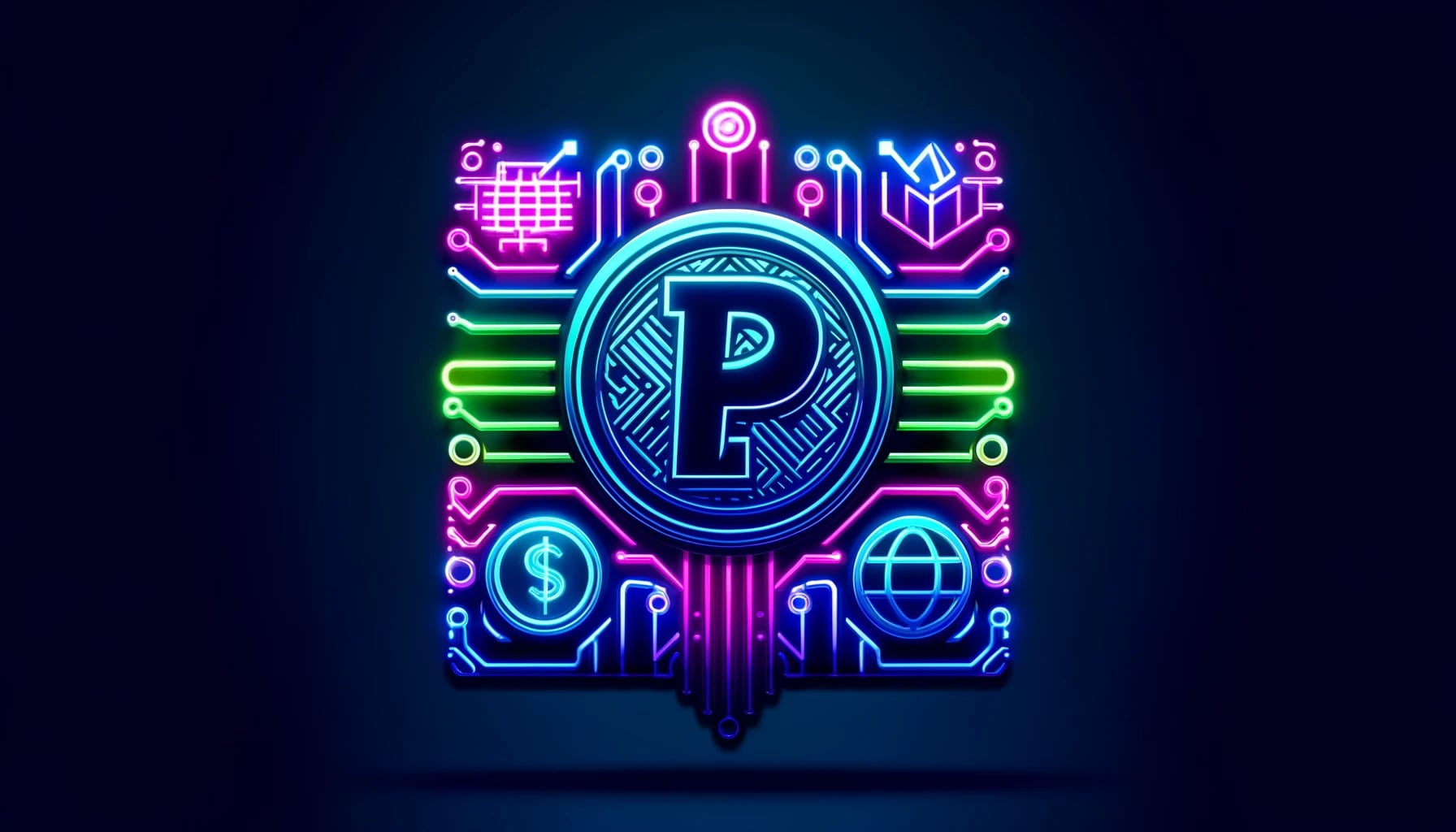 stylized PayPal logo integrated with digital coin symbols