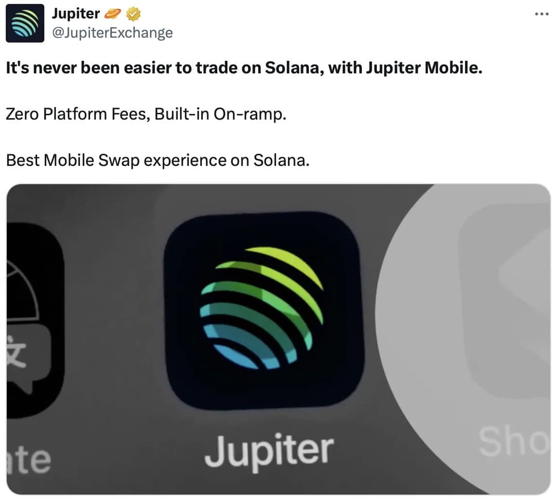 JupiterExchange Launches iOS Mobile App for Solana with 1-Tap Swap, Zero Fees, and Multiple Payment Methods