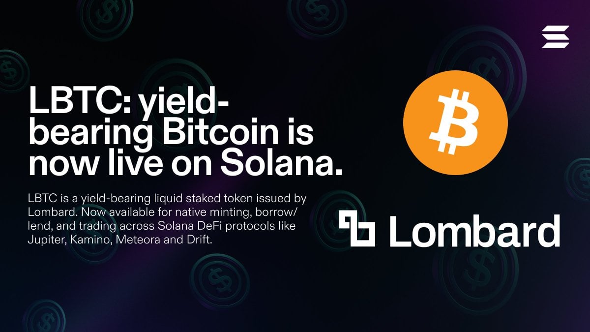 Lombard Launches $1.5 B Yield-Bearing Bitcoin Token on Solana