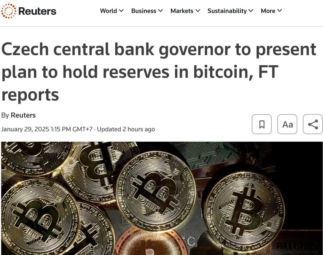 Czech Central Bank Governor Aleš Michl Proposes €7 Billion Bitcoin Investment to Diversify Reserves