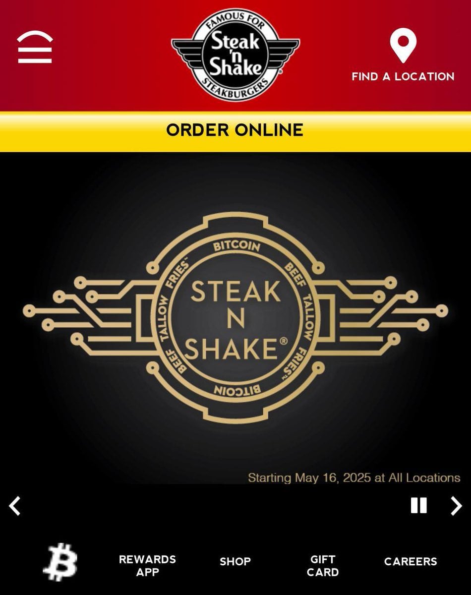Steak 'n Shake Features Bitcoin on Website, Accepts Payments at All Locations Starting May 16