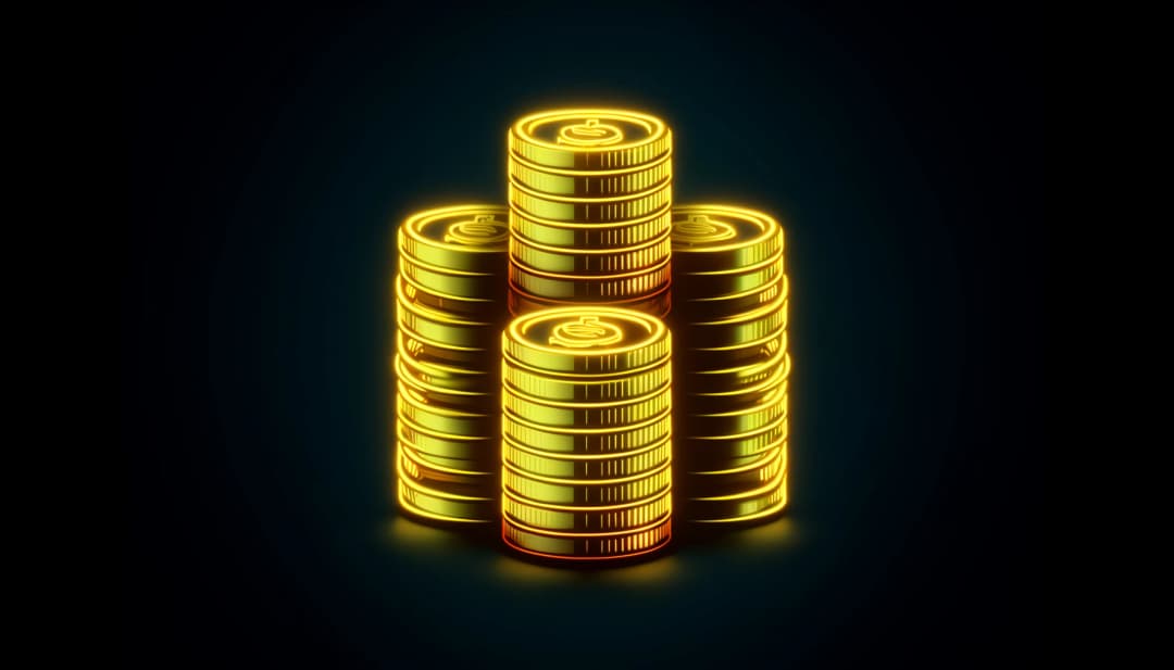 piles of stylized gold coins