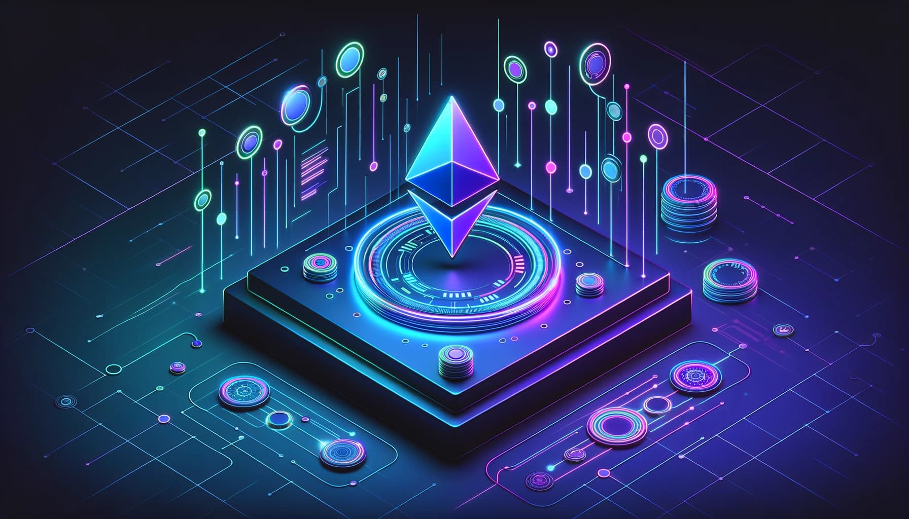 image of ethereum logo on a platform