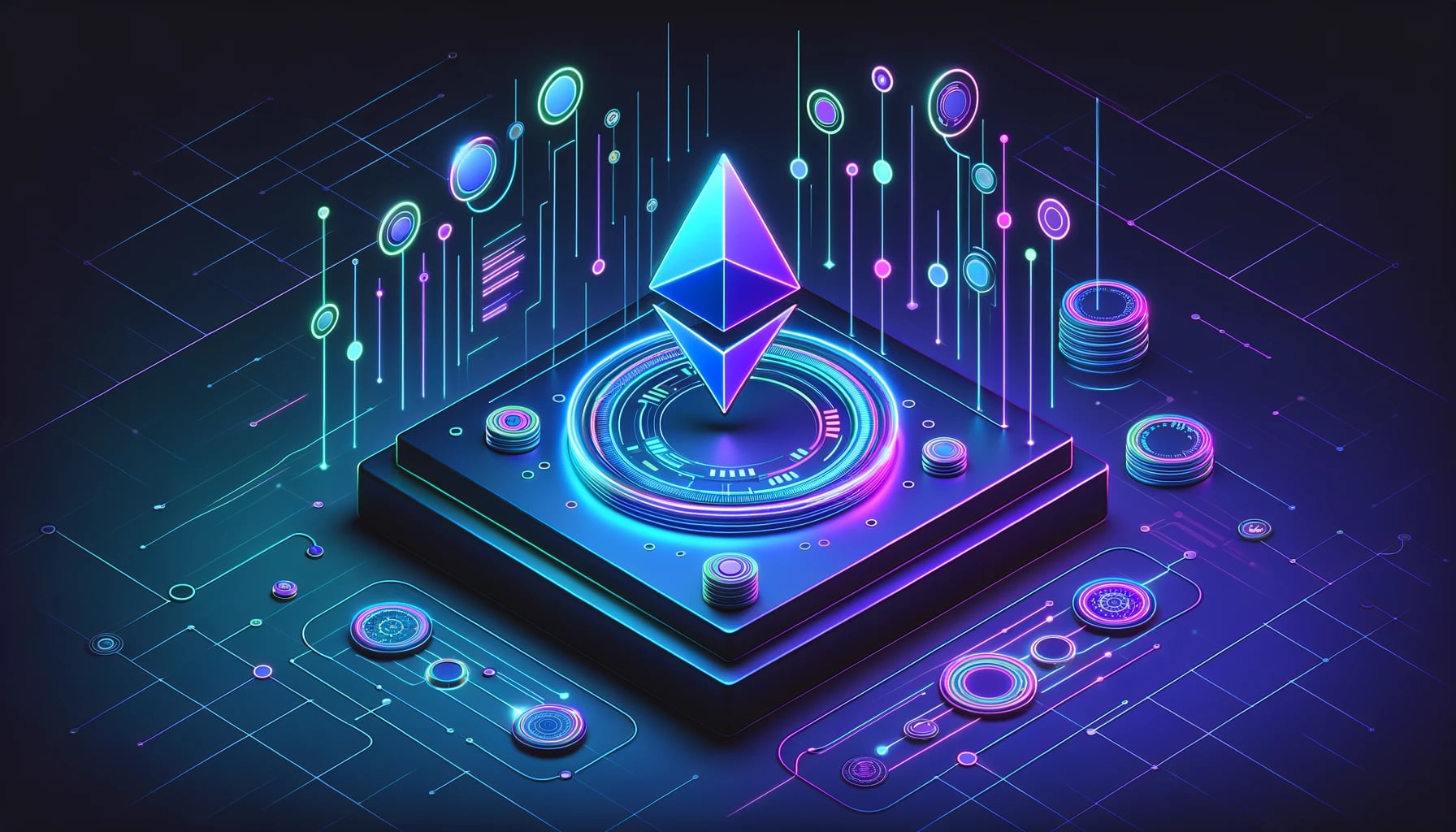 image of ethereum logo on a platform