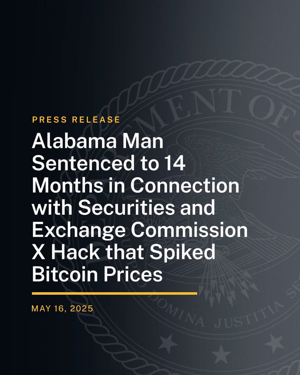 Eric Council Jr. Sentenced to 14 Months for SEC X Account Hack Using SIM Swap, Impacting Bitcoin Price