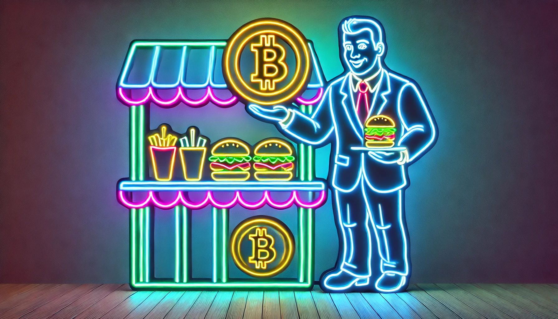 person buying burgers with Bitcoin