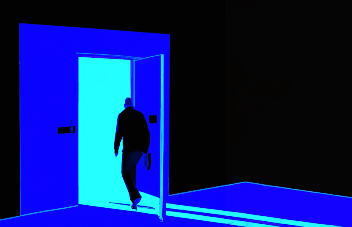 person leaving through open door