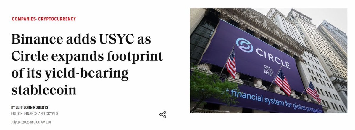 Binance Integrates Circle’s USYC Stablecoin to Streamline Institutional Collateral