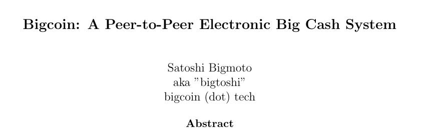 Bigcoin Whitepaper