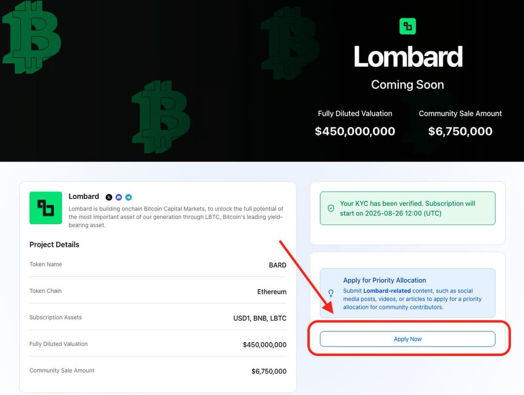 Lombard Finance Launches LBTC Token With 1% APY, $1 Billion TVL, Backed by Polychain and Franklin Templeton Across Multiple Chains